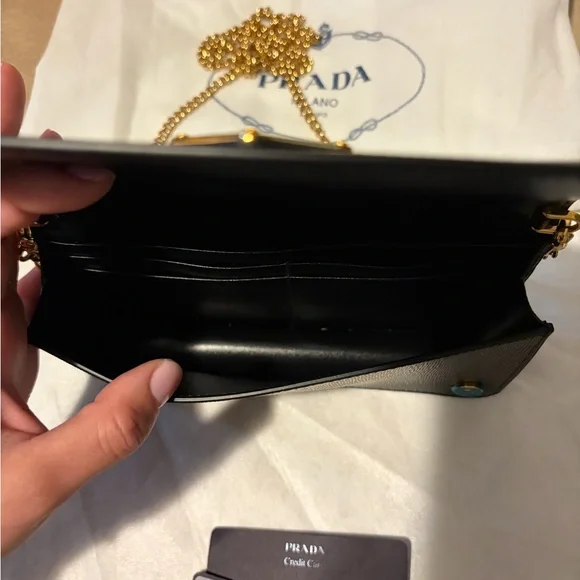 Prada Black Saffiano Leather Mini Bag with Gold hardware - Picture 5 of 10